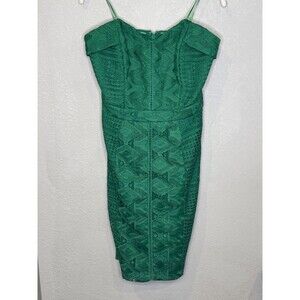 Adelyn Rae Strapless Dress Medium Green Lace Sheath V Neck Crochet Cocktail